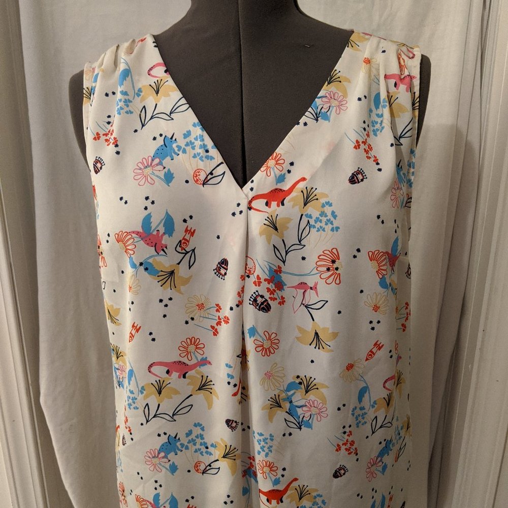 Modcloth Cute Animal/Floral Print Sleeveless Top